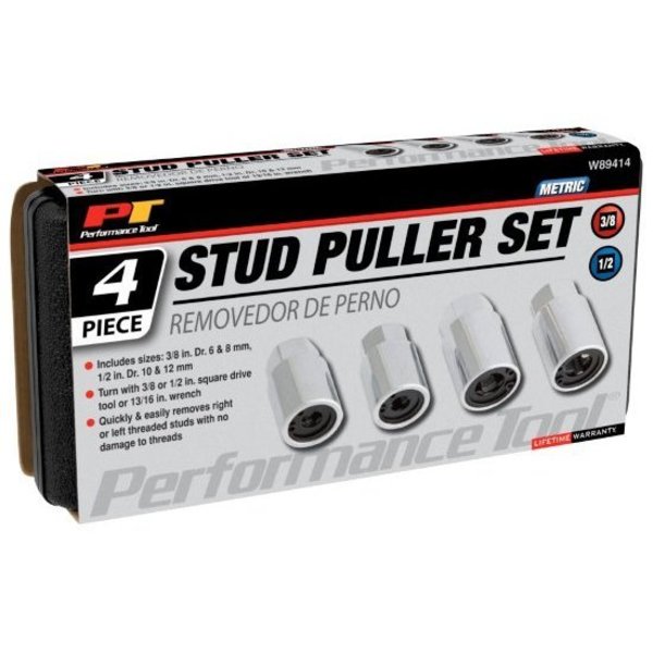 Performance Tool 4-Pc Metric Stud Puller Set Extractor Kit-S, W89414 W89414